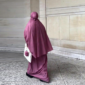 Offre Très Demandée : Robe de Prière Musulmane Légère et Fine Pliable, Ensemble <span class=keywords><strong>2</strong></span> Pièces Couleur Unie Personnalisable, Abaya de Prière Pliante pour Petit Sac - Product Image 2