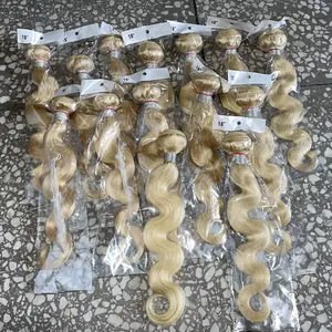 100% Unprocessed Blonde Hair Bundles Suppliers 613 Cuticle Aligned Virgin Raw Hair Weft Vendors Wholesale Human Hair Extensions