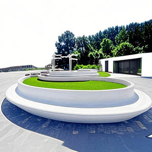 G047 Silla de anillo circular Plantador de árboles Piscina de flores Piedra de terrazo Muebles de exterior resistentes a la intemperie Asiento para Centro Comercial jardín - Product Image 1