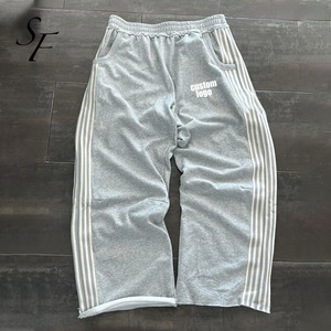 Logo personnalisé de haute qualité Y2K rétro rue Hip Hop <span class=keywords><strong>ceinture</strong></span> <span class=keywords><strong>élastique</strong></span> hommes pantalons de Jogging rayé décontracté ample hommes pantalons de sport - Product Image 4