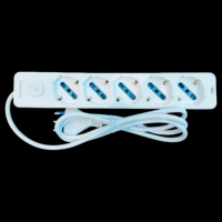 Interruptor de Enchufe Italiano FZF Modelo 305S 16A, 5 Posiciones, 5 Tomas de Corriente, Conexión Eléctrica para Uso Doméstico, Cable de 1.5m, 16A