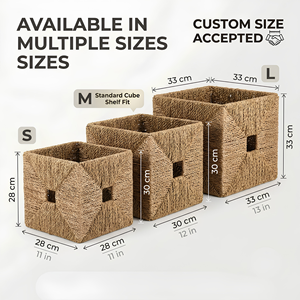 Handmade <b>Square</b> Sea Grass Woven Eco-Friendly Multi-Purpose Storage <b>Basket</b> Simple Style Multifunctional Design Custom Sizes - Product Image 5