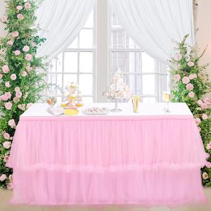 Jupe de <span class=keywords><strong>Table</strong></span> en Tulle Rose Jupe de <span class=keywords><strong>Table</strong></span> à Manger Buffet <span class=keywords><strong>Princesse</strong></span> <span class=keywords><strong>Table</strong></span> Dessert Décorations de Fête pour Baby Shower - Product Image 2