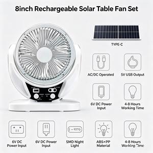 Offre à Durée Limitée : Deux Ventilateurs de Table Solaires Rechargeables Mécaniques - Product Image 1
