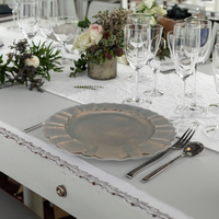 Assiette de présentation artisanale en PP motif végétal, 33 cm de diamètre, élégante et luxueuse, réutilisable pour mariage et dîner
