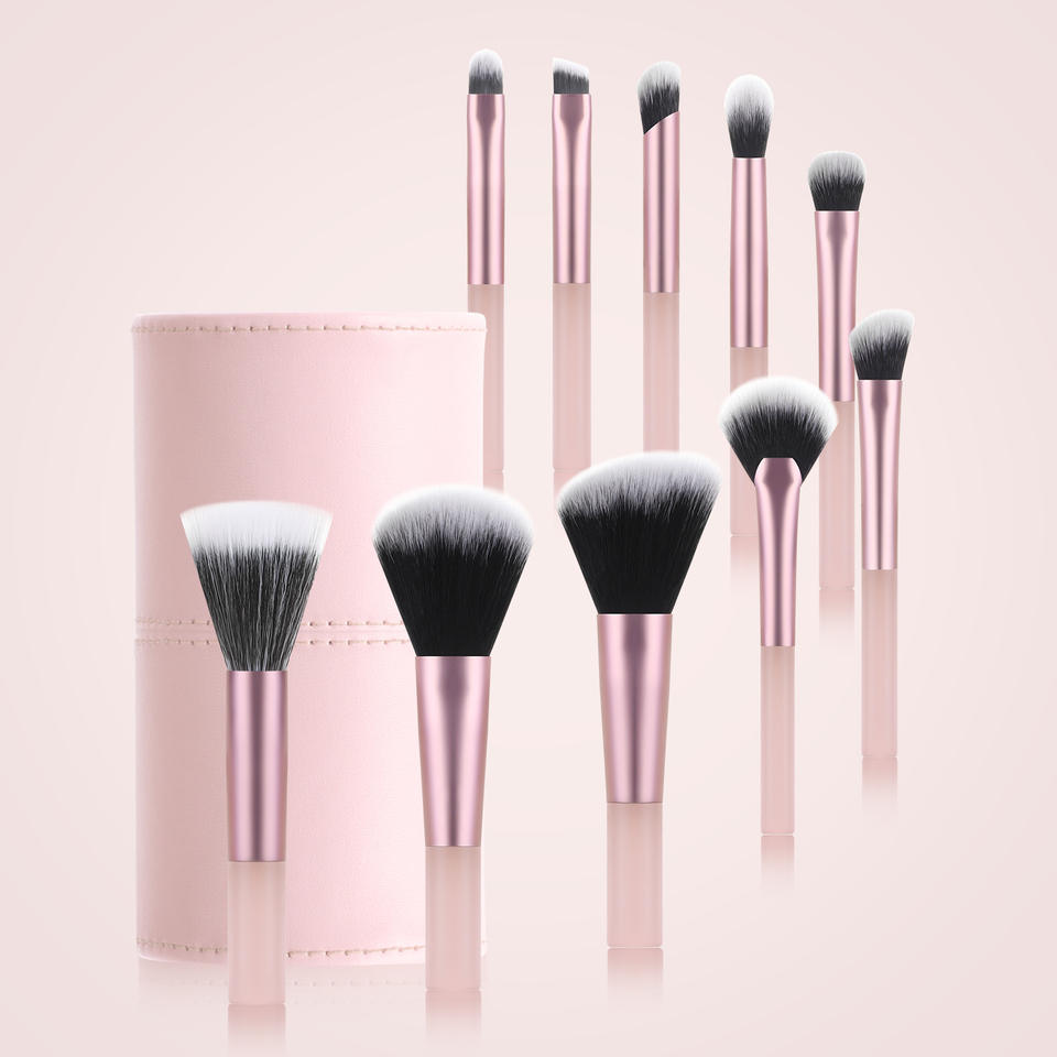 Wholesale Trending Mini Makeup Brushes Set With Bucket Synthetic Hair Beauty Tools 10pcs Pink Black Portable Make Up Brush Set
