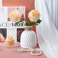 Fleur artificielle vintage réaliste en soie, pivoine ou rose thé, à tige unique, pour décoration intérieure, centre de table de mariage, accessoires de photographie