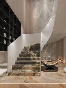 Carreaux d'escalier en marbre veiné <span class=keywords><strong>de</strong></span> luxe pour matériaux <span class=keywords><strong>de</strong></span> construction et immobilier, pierre <span class=keywords><strong>de</strong></span> décoration intérieure commerciale haut <span class=keywords><strong>de</strong></span> gamme - Product Image 3