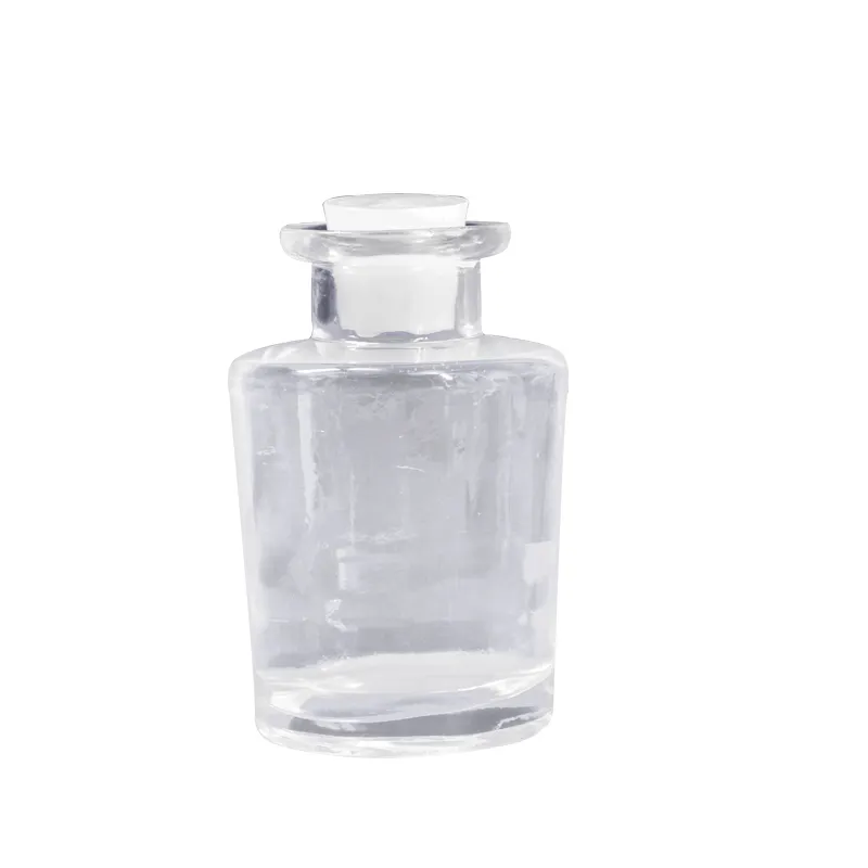 Alta qualidade boca larga 200ml vidro difusor garrafa com madeira rolha aromaterapia garrafa de vidro transparente