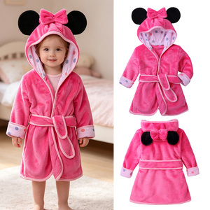 <span class=keywords><strong>Peignoir</strong></span> en peluche rose pour filles, pyjama d'hiver pour enfants, manches longues, pyjama en flanelle pour enfants, robe <span class=keywords><strong>de</strong></span> chambre fantaisie à capuche - Product Image 1