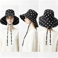 Nouvelle Arrivée 2026 – Chapeau Bob en Coton à Pois Personnalisé à Large Bord, Tendance Extérieur, Protection Solaire Respirante, Chapeau de Plage avec Sangles