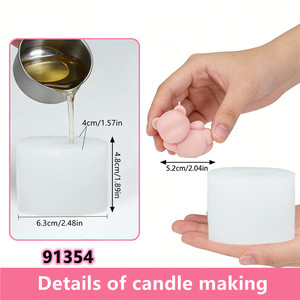 Moule à bougie en silicone en forme d'ours assis/de debout, avec détails d'ours, motif floral/cœur, pour décoration intérieure, cadeau, outil d'artisanat, thème animalier DIY - Product Image 2