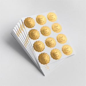Etiquetas Adhesivas con Logotipo en Relieve 3D con Lámina Dorada para Cajas de Productos, Diseño Personalizado <span class=keywords><strong>a</strong></span> Precio de Fábrica, con Mensaje de Agradecimiento - Product Image 5