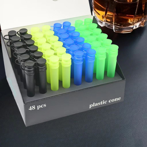 Custom <b>Cigarette</b> Packaging <b>Tube</b> 98mm 116mm 120mm Multi-size Recyclable Plastic Smokable Cone <b>Tubes</b> With Lids - Product Image 1