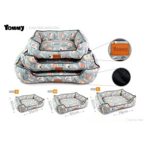 Set di Tre Pezzi per Cuccia per Cani in Lino Stampato, Fondo Grigio, per Letti per Animali Domestici - Product Image 1