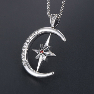 Rotating Eight Pointed Star Ruby Pendant <b>Titanium</b> Steel Necklace For Men Women Gift SP639 - Product Image 2