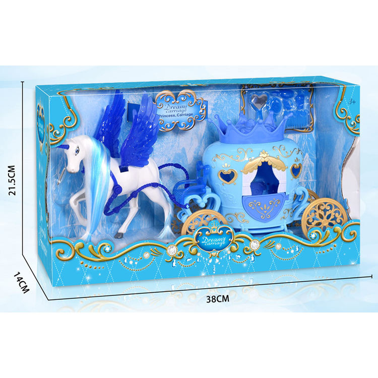 光と音楽で素敵な電気プラスチックプリンセス人形馬車のおもちゃ