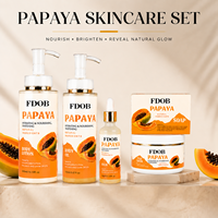 Ensemble de soins de la peau à base de papaye naturelle, éclaircissant, hydratant, éliminant les taches brunes, crème pour le visage, huile, sérum, savon, OEM, étiquette privée