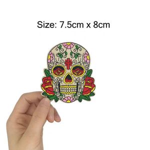 Sắt trên may trên sọ chết Biker ngày của người chết thêu vá cho món quà kinh dị <span class=keywords><strong>Goth</strong></span> thêu đính các bản vá lỗi - Product Image 4