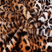 Brown Leopard Rabbit Plush Fabric, Cony Fabric For Handmade