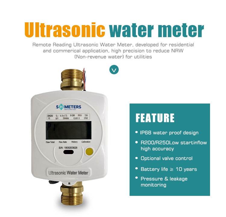 Brass Body Dn25 High Precision Digital Ultrasonic Water Meters