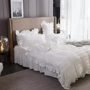 7 Pieces <strong>Ruffle</strong> <strong>White</strong> <strong>Bedding</strong> Sets Shabby Chic Farmhouse Bed in a Bag Queen with <strong>Ruffle</strong> Comforter Sheets Pillowcases &amp; Shams - Product Image 3