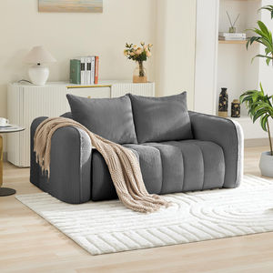 Muebles de Alquiler para Compras en el Extranjero, Alibaba, Fabricación Fina, Sofá de Dos Plazas Tapizado en Terciopelo Gris Cuadrado, Muestra - Product Image 3