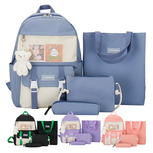 Good Quality <strong>4</strong> Pieces Set High School Bags Backpack Pencil Box Rucksack Messenger Bag Knapsack for Children - Product Image 1