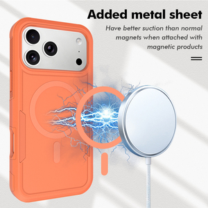 Étui de téléphone rigide en TPU+PC avec design d'armure de charge sans fil antichoc pour <span class=keywords><strong>12</strong></span>/13/14/15/16/17 <span class=keywords><strong>Pro</strong></span> <span class=keywords><strong>Max</strong></span> avec magnétique - Product Image 3