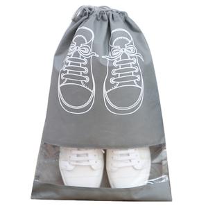 Bolsa de almacenamiento de zapatos no tejida en forma de T, con cordón, a prueba de polvo, ecológica, para viajes y uso doméstico, gris claro - Product Image 5