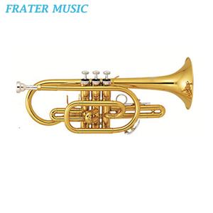 Corne à pistons en laiton jaune laqué or de haute qualité, tonalité Bb (JCR-310) - Product Image 1