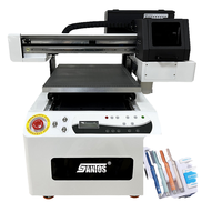 Impresora UV Plana Santos con Placa Hoson 40x50cm, Máquina de Impresión UV DTF para Etiquetas de Cristal, Impresión Rotativa Cilíndrica para Botellas de Vidrio