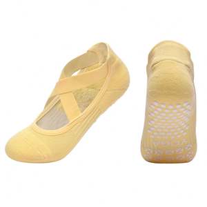 Calcetines de yoga con parte inferior de toalla para mujer, algodón peinado con cordones, deportes de Fitness, Pilates antideslizante especial - Product Image 6