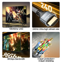 Câble HDMI 2.2 ULT-unite Cabo 16K, 1 mètre, 2 mètres, 3 mètres, Ultra 96, avec HDR dynamique 3D pour la duplication d'écran d'ordinateur portable sur HDTV