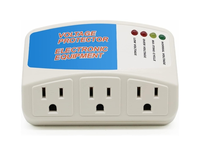 Surge Protector Power Strip for Home Appliance, 3 Outlet Power Surge Protector, Voltage Protector Brownout Surge Refrigerator