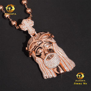 Pendentif Croix Jésus Épine en Argent S925 Moissanite, Bijoux Hip Hop Iced Out de Luxe Personnalisés avec Certificat GRA <span class=keywords><strong>et</strong></span> Chaîne à Perles - Product Image 3