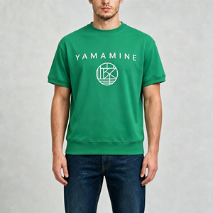 Camisetas <span class=keywords><strong>de</strong></span> Hombre Transpirables <span class=keywords><strong>de</strong></span> Lujo con Estampado Verde, 100% Algodón, Cuello Redondo, Manga Corta, Estampado Frontal, Corte Recortado, <span class=keywords><strong>Servicio</strong></span> OEM - Product Image 2