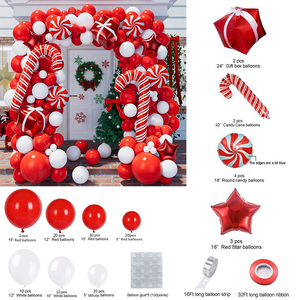 Kit de guirlande d'arc de ballon de Noël Ballons en latex rouge vert blanc et or Ballons de bonbons Mylar pour les décorations de Noël de Noël - Product Image 1