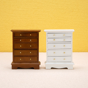 1/12 haute qualité Style européen Mini meubles bricolage bois armoire casier ornements modèle de tiroir Vertical pour maison de poupée - Product Image 2