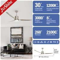 Ventilateur de plafond 1stshine 66 pouces avec télécommande, OEM/ODM, économe en énergie, innovant, durable, décoration intérieure, fonctionnement silencieux, avec lumière LED