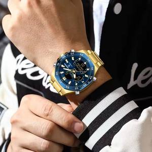 Montre homme POEDAGAR E101, mode, étanche, lumineuse, affichage de la date et du jour de la semaine, affichage numérique à double fuseau horaire, quartz électronique. - Product Image 4