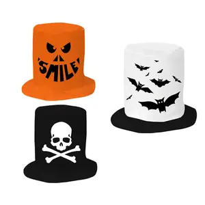 2023 nuevo estilo decorativo poliéster impresión Digital calabaza cara sonriente divertido Halloween Cosplay sombrero con inventario