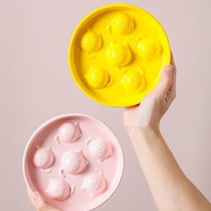 Custom New Design Yellow Elevated Ceramic Pet Cat Slow <strong>Bowls</strong> <strong>Rounded</strong> Shape for <strong>Dogs</strong> - Product Image 1
