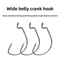 Hameçon crank à large anse en acier haute teneur en carbone pour la pêche aux leurres ; Accessoire pour Texas Rig ; Hameçon à ardillon pour appât artificiel, pour lac, lot de 10, pour carpe et bar.