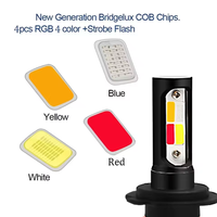2 ampoules LED de phares de voiture à haute luminosité 4 couleurs (H1, H4, H7, H8, H9, H11, 9005/HB3, 9006/HB4, 9012/HIR2) pour feux de brouillard et phares avant