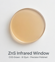 Matériau optique plat en sulfure de zinc (ZnS) cultivé par CVD, transmettant les rayons infrarouges, avec revêtement AR/ITO, 80 % de transmission, poli et biseauté