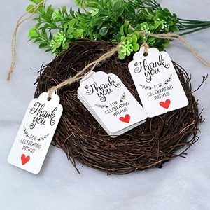 Lot de 100 <span class=keywords><strong>cartes</strong></span> en papier Kraft, impression en couleur, étiquette de remerciement avec corde en chanvre, décoration de cadeau de mariage - Product Image 6