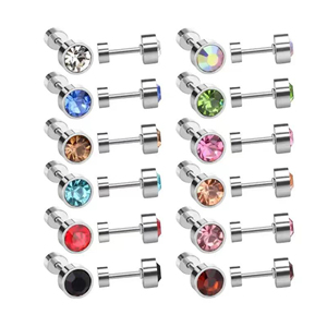 3-6MM Screw-Back <b>Crystal</b> <b>Studs</b> | Stainless Steel 18K PVD Gold Plated Unisex <b>Earrings</b> | Minimalist Cartilage Piercing Jewelry - Product Image 3