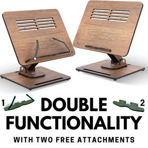 Réglable à 360° °   Support de livre en bois, design <span class=keywords><strong>pliable</strong></span>, support de livre pour plusieurs angles de hauteur, clip de page, support de partition musicale, support de recette - Product Image 3