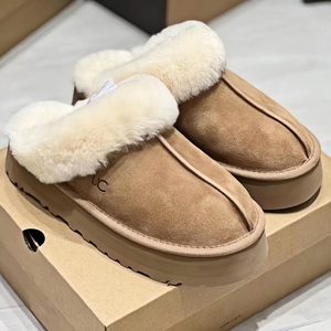 Mules d'hiver en fausse <span class=keywords><strong>fourrure</strong></span> moelleuse à plateforme, dessus en daim, doublure chaude en peluche, pantoufles décontractées à enfiler pour femmes - Vente en gros - Product Image 2